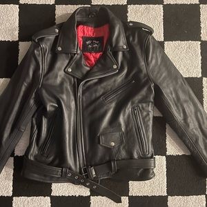 Angry young and poor genuine leather jacket 46